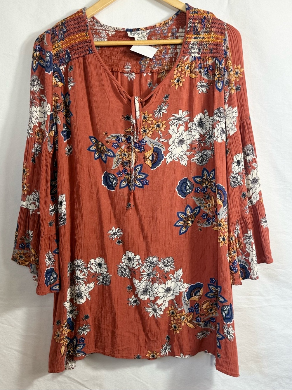 Gypsy Love Floral Print Boho Peasant Blouse